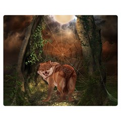 Awesome Wolf In The Darkness Of The Night Double Sided Flano Blanket (medium)  by FantasyWorld7