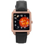 Solar System Planet Planetary System Rose Gold Leather Watch  Front