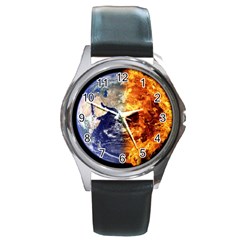 Earth World Globe Universe Space Round Metal Watch by Sudhe