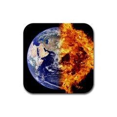 Earth World Globe Universe Space Rubber Square Coaster (4 Pack)  by Sudhe