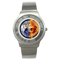 Earth World Globe Universe Space Stainless Steel Watch by Sudhe