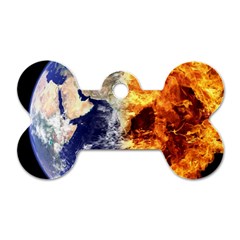 Earth World Globe Universe Space Dog Tag Bone (two Sides) by Sudhe