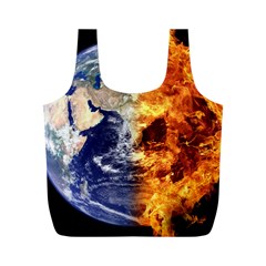 Earth World Globe Universe Space Full Print Recycle Bag (m) by Sudhe