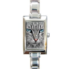 Cat Animal Cat Portrait Mackerel Rectangle Italian Charm Watch by Sudhe