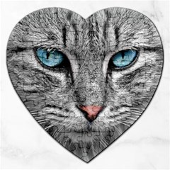 Cat Animal Cat Portrait Mackerel Jigsaw Puzzle (heart) by Sudhe