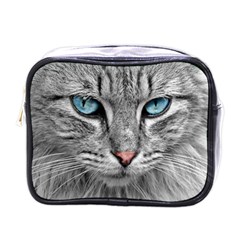 Cat Animal Cat Portrait Mackerel Mini Toiletries Bag (one Side) by Sudhe