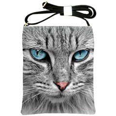 Cat Animal Cat Portrait Mackerel Shoulder Sling Bag by Sudhe