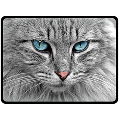 Cat Animal Cat Portrait Mackerel Fleece Blanket (large)  by Sudhe