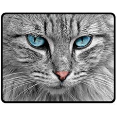 Cat Animal Cat Portrait Mackerel Fleece Blanket (medium)  by Sudhe