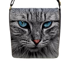 Cat Animal Cat Portrait Mackerel Flap Closure Messenger Bag (l) by Sudhe