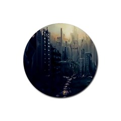 Apocalypse Post Apocalyptic Rubber Round Coaster (4 Pack)  by Sudhe