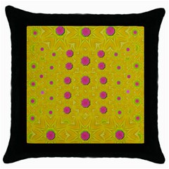 Bloom On In  The Sunshine Decorative Throw Pillow Case (black) by pepitasart