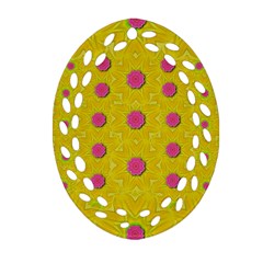 Bloom On In  The Sunshine Decorative Oval Filigree Ornament (two Sides) by pepitasart