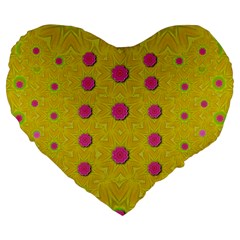 Bloom On In  The Sunshine Decorative Large 19  Premium Flano Heart Shape Cushions