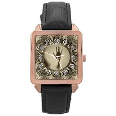 Mirror Mirror Of Souls Magic Mirror Rose Gold Leather Watch 