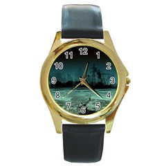 Industry Setting World Urban Round Gold Metal Watch by Sudhe