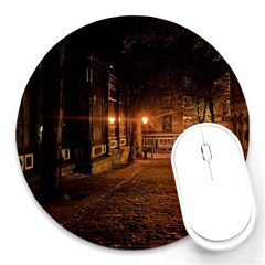 City Night Dark Architecture Lamps Round Mousepads by Sudhe