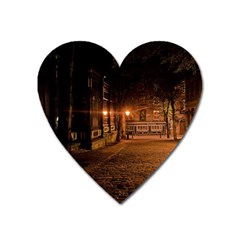 City Night Dark Architecture Lamps Heart Magnet