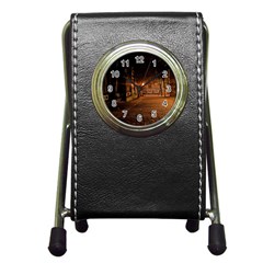 City Night Dark Architecture Lamps Pen Holder Desk Clock by Sudhe