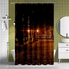 City Night Dark Architecture Lamps Shower Curtain 48  X 72  (small)  by Sudhe