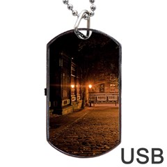 City Night Dark Architecture Lamps Dog Tag Usb Flash (two Sides) by Sudhe