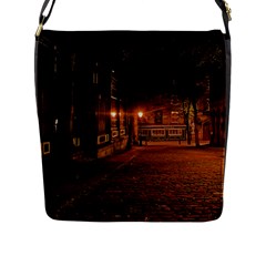 City Night Dark Architecture Lamps Flap Closure Messenger Bag (l) by Sudhe