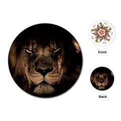 African Lion Wildcat Mane Closeup Playing Cards Single Design (round) by Sudhe