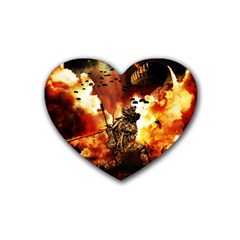 War Venue War Apocalypse Rubber Coaster (heart)  by Sudhe