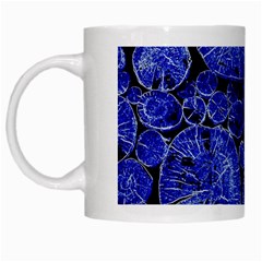 Neon Abstract Cobalt Blue Wood White Mugs by Bajindul