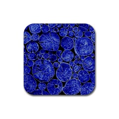 Neon Abstract Cobalt Blue Wood Rubber Coaster (square)  by Bajindul