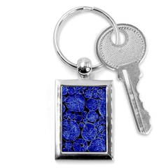 Neon Abstract Cobalt Blue Wood Key Chain (rectangle) by Bajindul