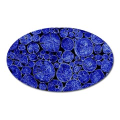 Neon Abstract Cobalt Blue Wood Oval Magnet by Bajindul