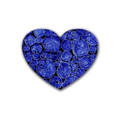 Neon Abstract Cobalt Blue Wood Rubber Coaster (heart)  by Bajindul