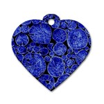 Neon Abstract Cobalt Blue Wood Dog Tag Heart (One Side) Front