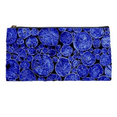 Neon Abstract Cobalt Blue Wood Pencil Cases by Bajindul