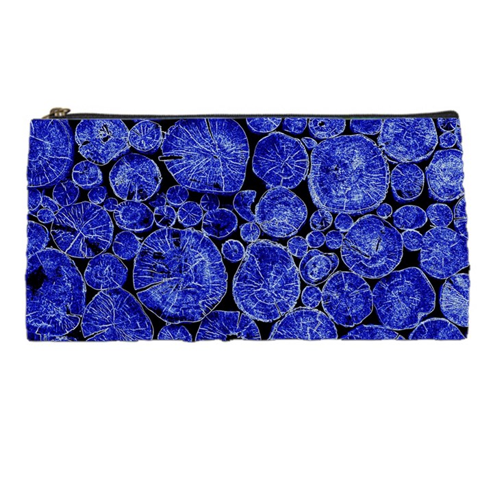 Neon Abstract Cobalt Blue Wood Pencil Cases