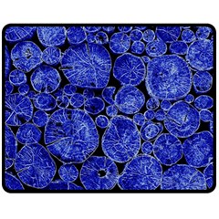 Neon Abstract Cobalt Blue Wood Double Sided Fleece Blanket (medium)  by Bajindul