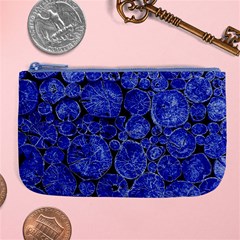 Neon Abstract Cobalt Blue Wood Large Coin Purse by Bajindul