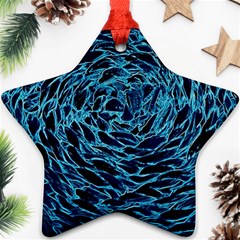 Neon Abstract Surface Texture Blue Ornament (star) by HermanTelo