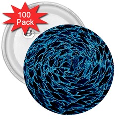 Neon Abstract Surface Texture Blue 3  Buttons (100 Pack)  by HermanTelo