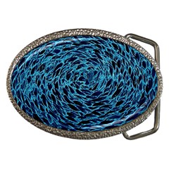 Neon Abstract Surface Texture Blue Belt Buckles