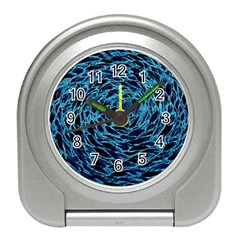 Neon Abstract Surface Texture Blue Travel Alarm Clock