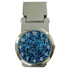 Neon Abstract Surface Texture Blue Money Clip Watches