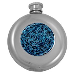 Neon Abstract Surface Texture Blue Round Hip Flask (5 Oz)