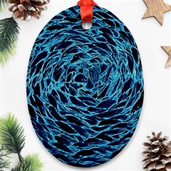 Neon Abstract Surface Texture Blue Oval Ornament (two Sides)