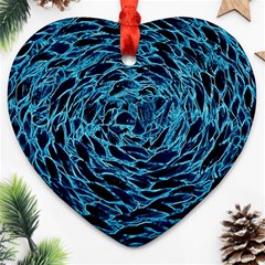 Neon Abstract Surface Texture Blue Heart Ornament (two Sides)