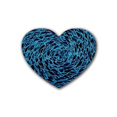 Neon Abstract Surface Texture Blue Heart Coaster (4 Pack)  by HermanTelo