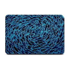 Neon Abstract Surface Texture Blue Small Doormat  by HermanTelo