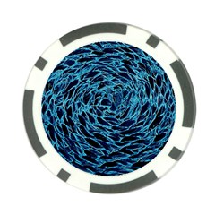 Neon Abstract Surface Texture Blue Poker Chip Card Guard by HermanTelo