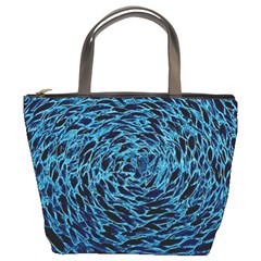 Neon Abstract Surface Texture Blue Bucket Bag